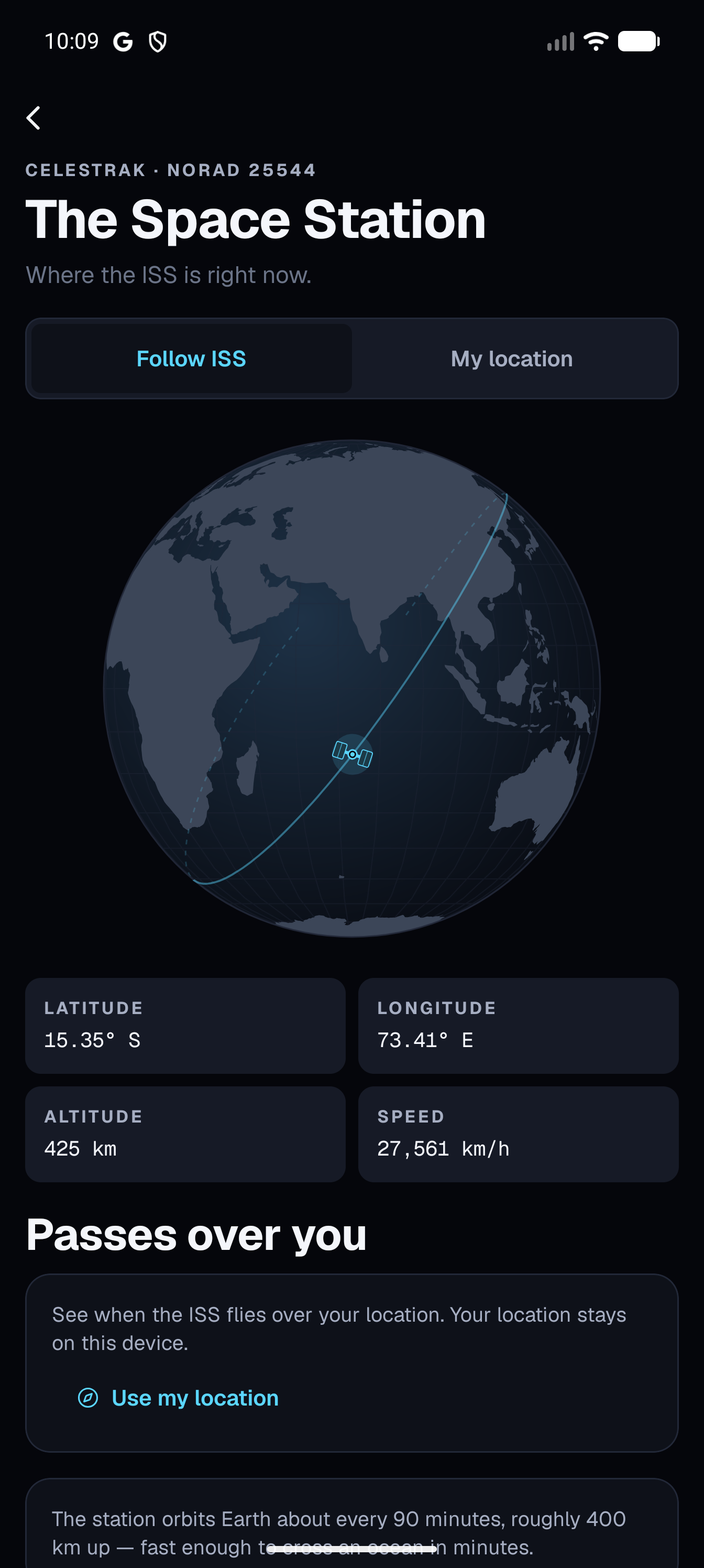 Live ISS globe